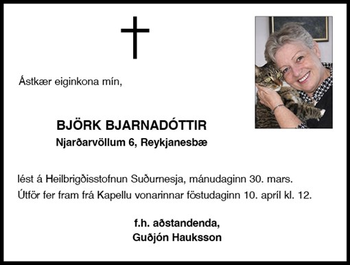 Björk Bjarnadóttir - andlát