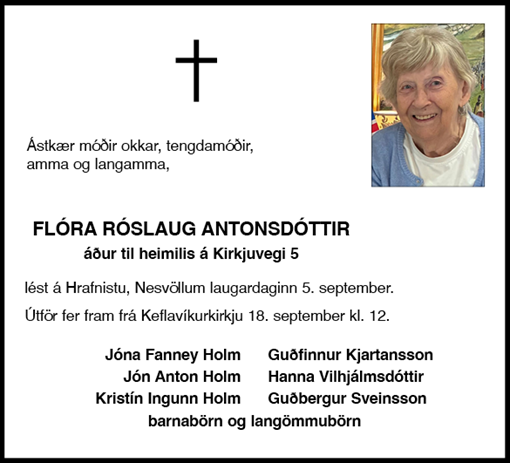 Andlát - Flóra Róslaug