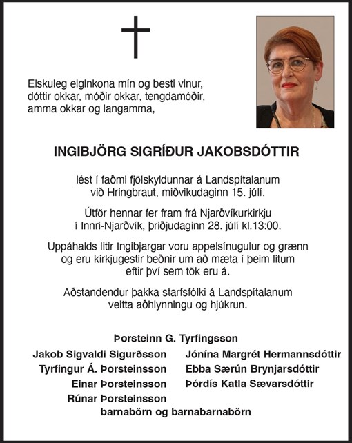 Andlát Ingibjörg Sigríður