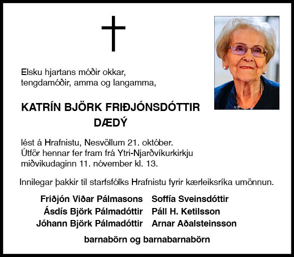 Katrín Björk andlát