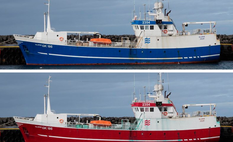 Grímsi GK blár eða rauður?