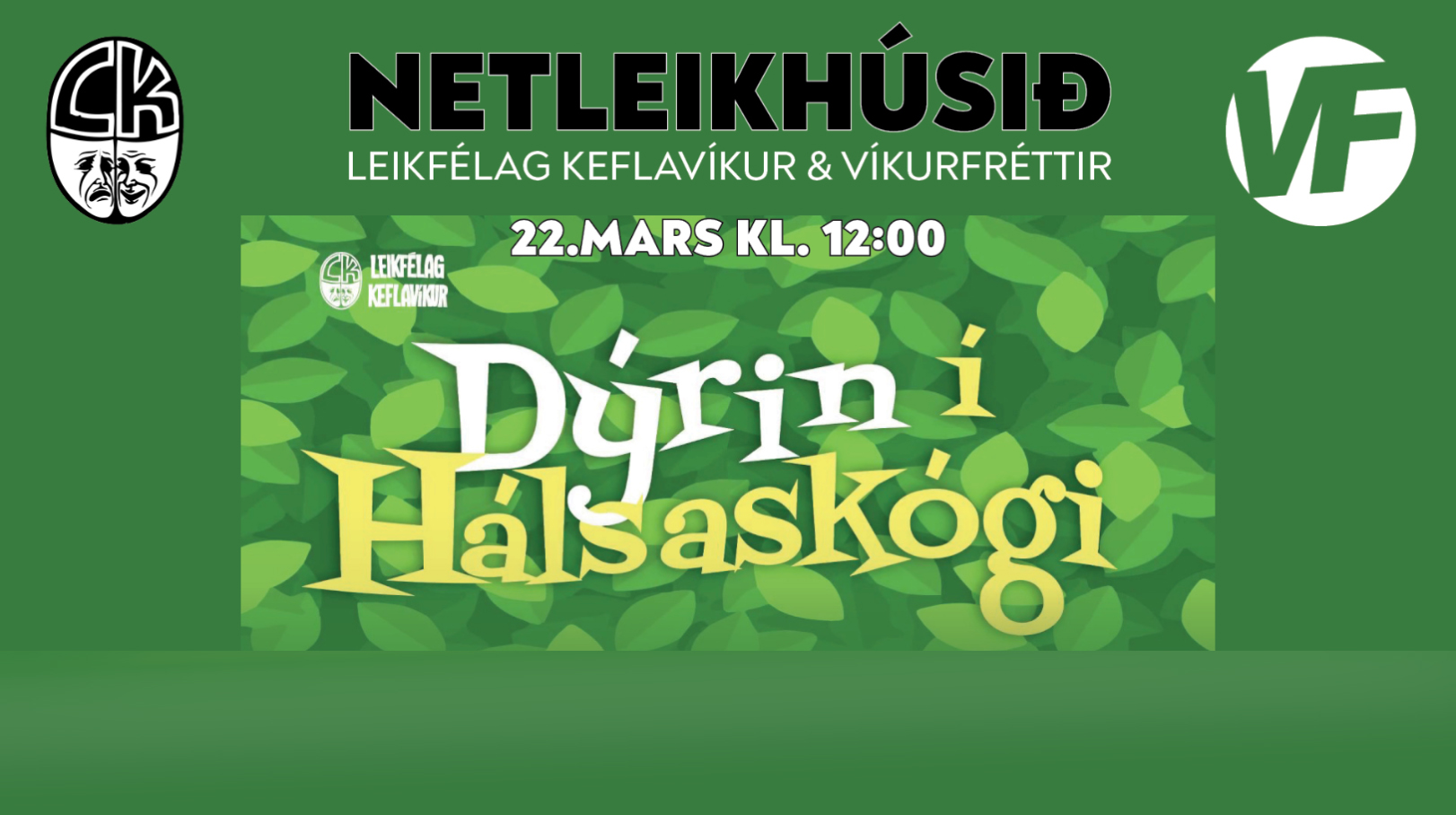 Dýrin í Hálsaskógi í netleikhúsi kl. 12:00