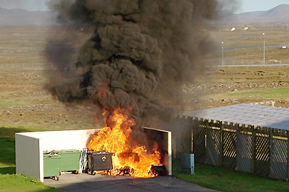 Mikið bál á Vallarheiði
