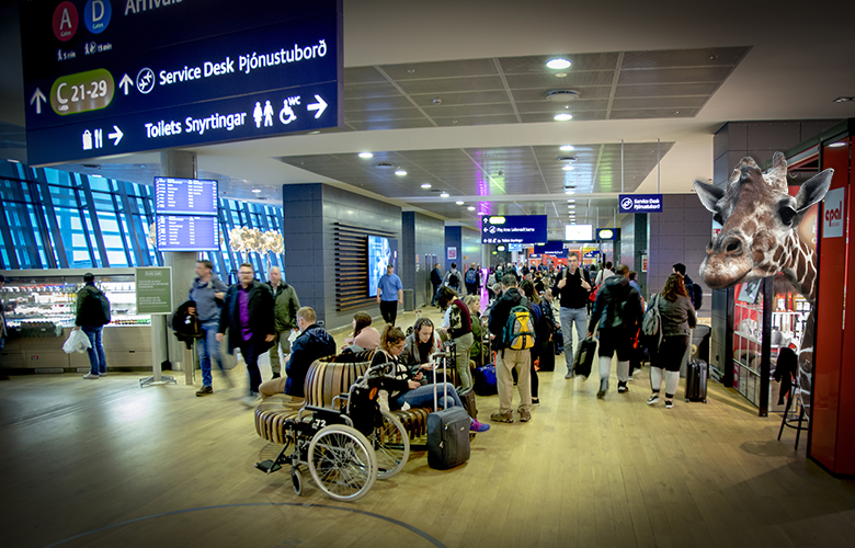 Beraði sig í flugstöðinni