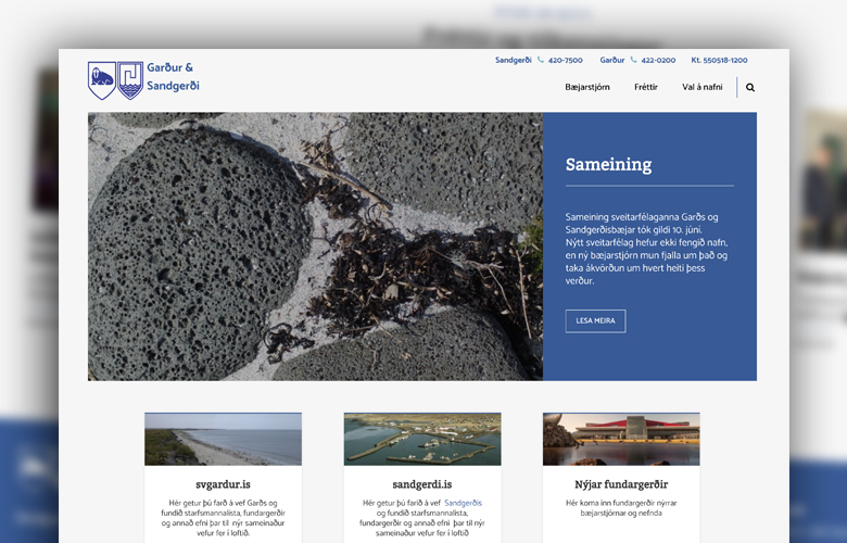 Vefurinn gardurogsandgerdi.is brúar bilið
