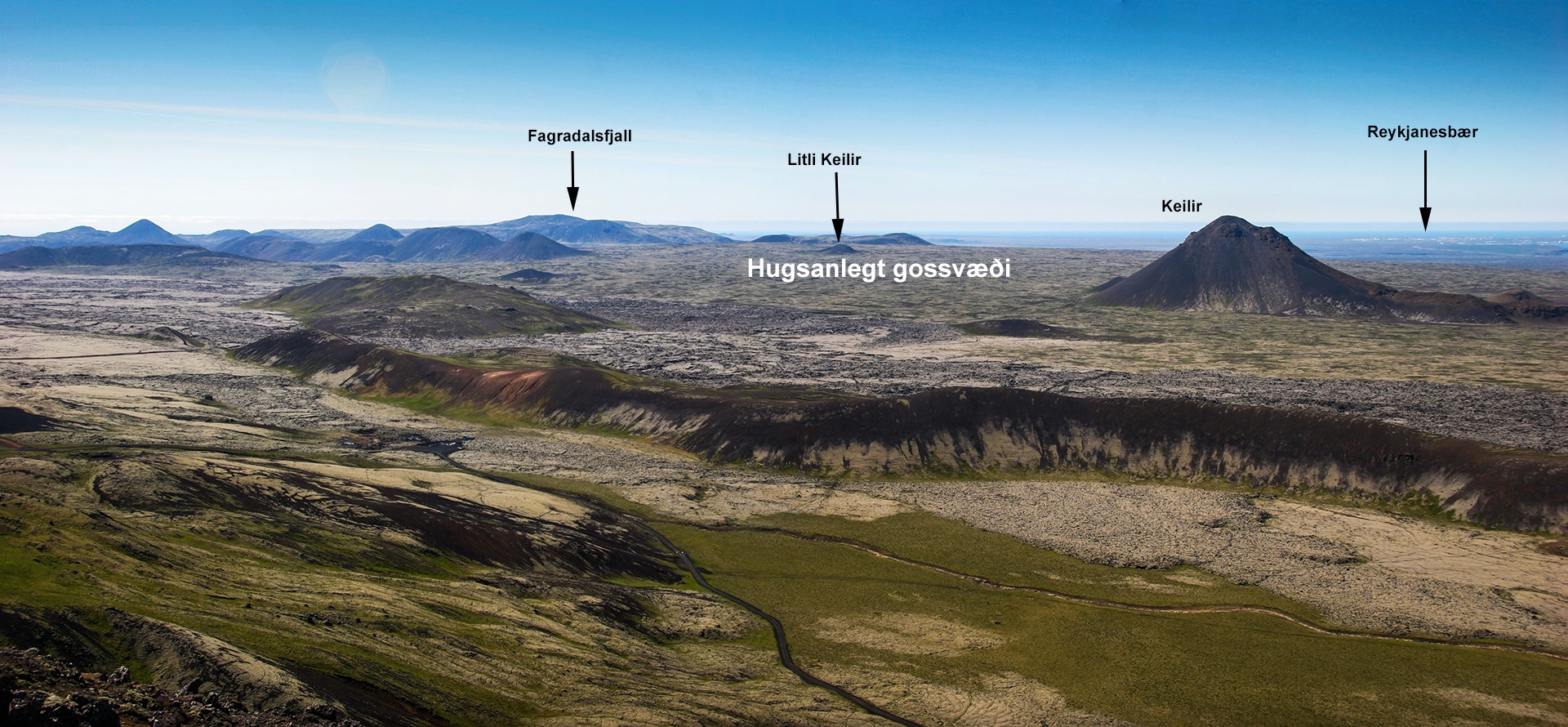 Telur minni líkur en meiri á því að gos hefjist á þessum stað