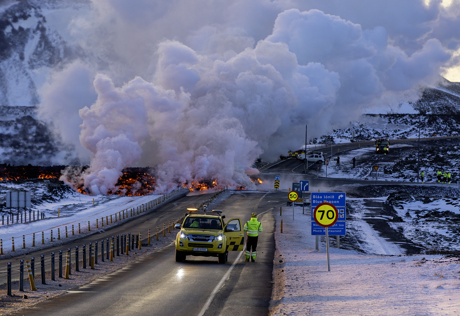 Mikið sjónarspil þegar hraunið fór yfir Grindavíkurveg