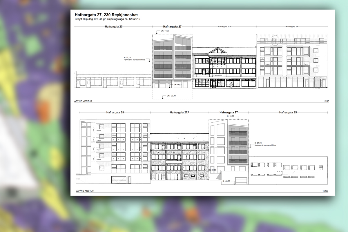 Tólf íbúðir í nýju húsi að Hafnargötu 27