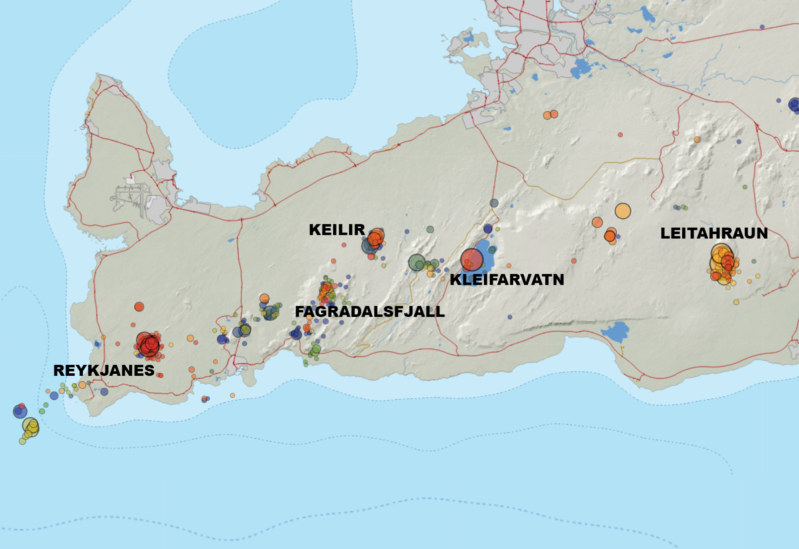 Lífleg skjálftavirkni vítt og breitt um Reykjanesskaga
