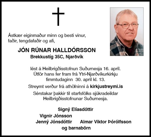 Jón Rúnar Halldórsson - andlát