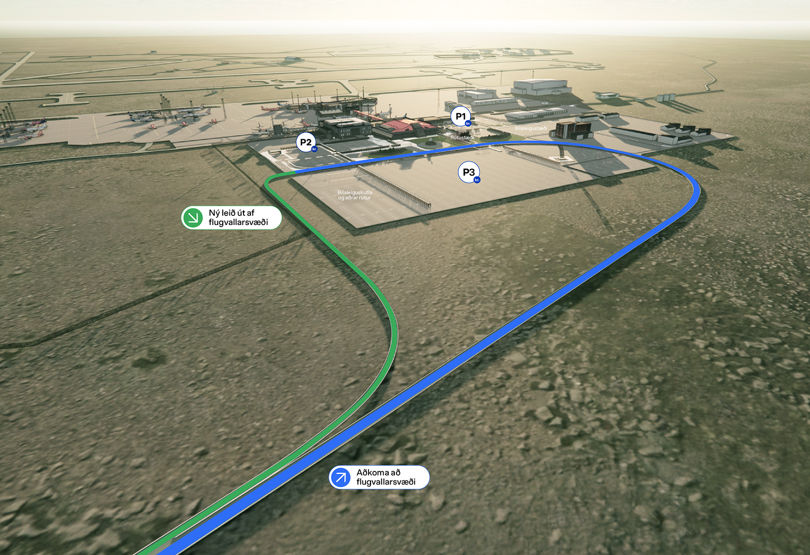Hringtenging við flugstöðina á Keflavíkurflugvelli