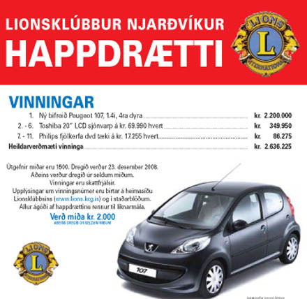 Einar vann Lionsbílinn
