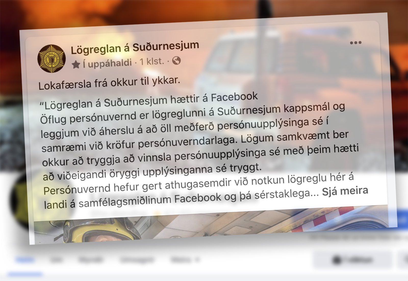 Lögreglan á Suðurnesjum hættir á Facebook