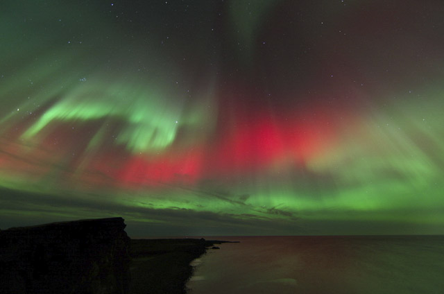 Norðurljósaunnendur fastir í Sandvík