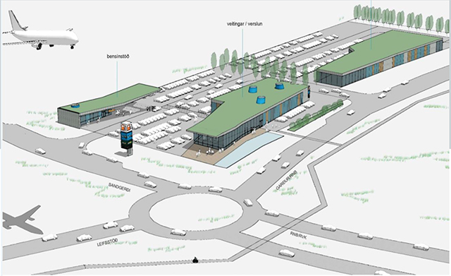 Stór verslunar- og þjónustumiðstöð rís við flugstöðina - opnar 2017