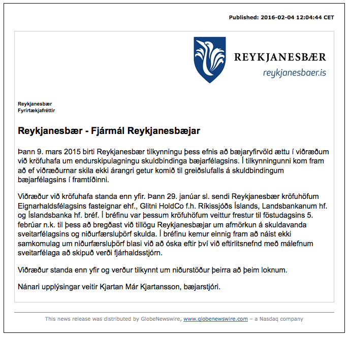 Kröfuhafar fá frest til morguns