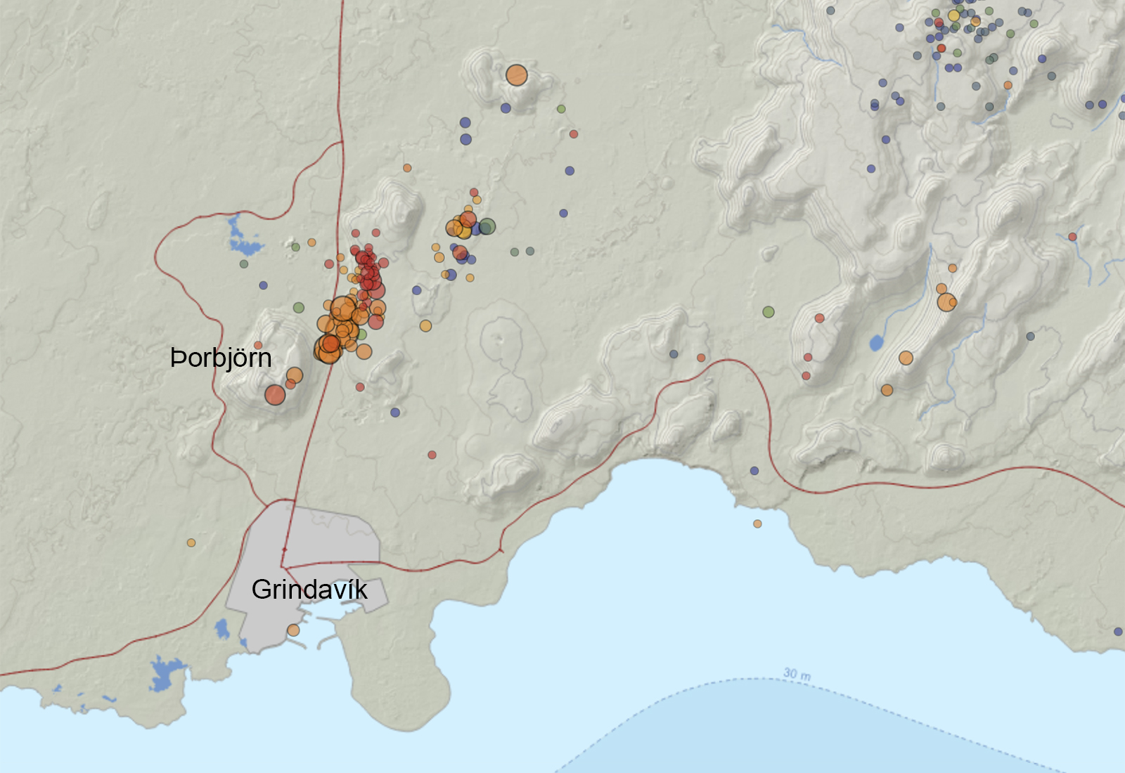 Fjöldi smáskjálfta við Grindavík