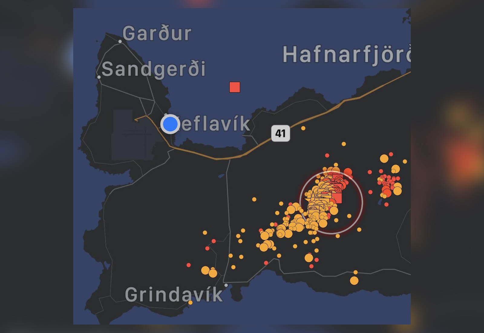 Öflugur hádegisskjálfti suðvestur af Keili