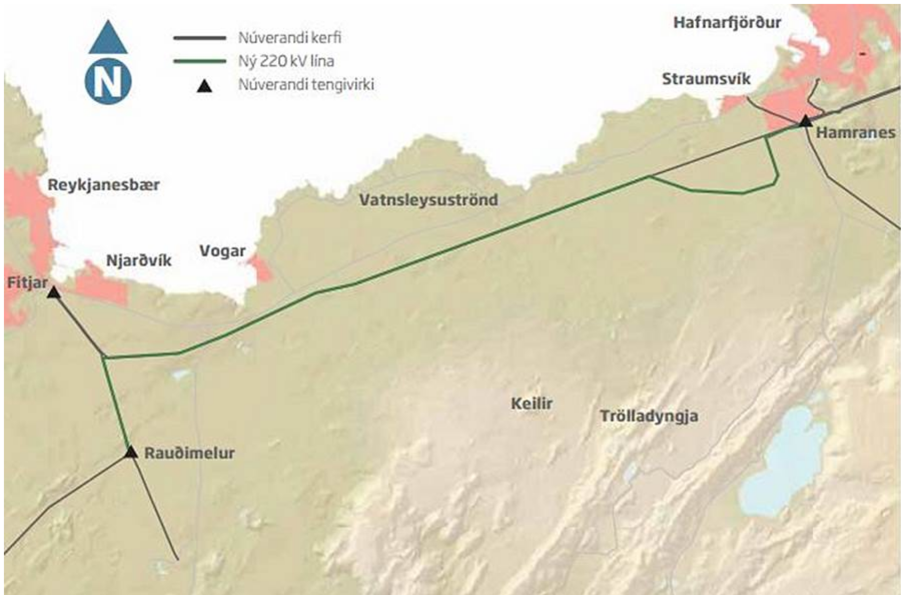 Grindavík gerir ekki athugasemd við Suðurnesjalínu 2