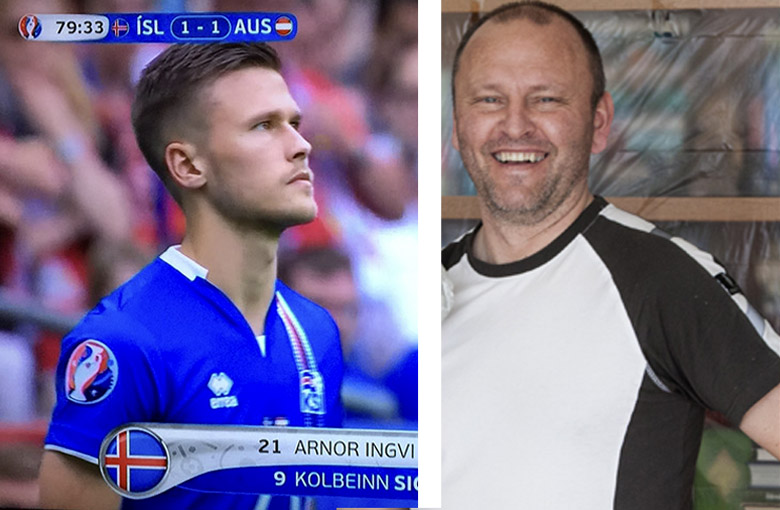 Foreldrar Arnórs voru í flugi þegar leikurinn hófst