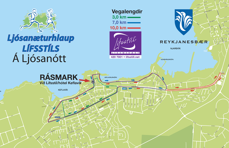 Hér má hlaupaleiðirnar