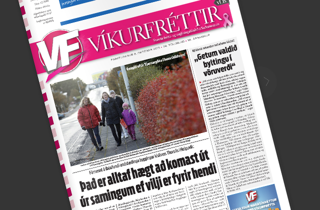 Bleikar Víkurfréttir komnar úr prentun