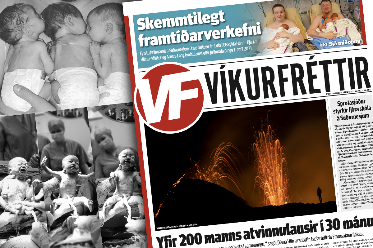 Þríburafæðing í Víkurfréttum vikunnar